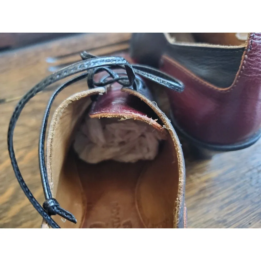 Cydwoq Hand Made Vintage USA Black & Red Lace-up Derby Shoes Size 36 - Picture 6 of 15